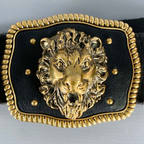 GUCCI Black Gold Leather Metal Belt - Picture 5 of 7